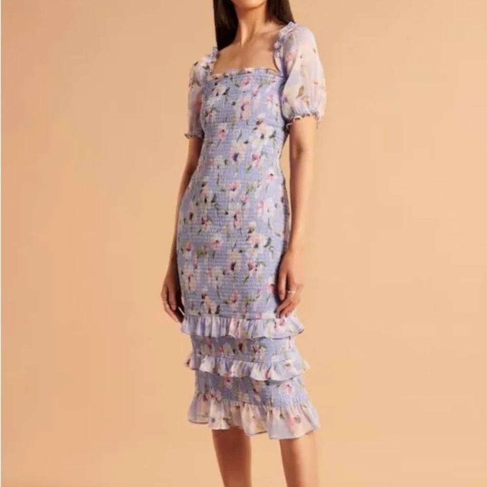 Abercrombie and Fitch Puff Sleeve Floral Midi Dress- NWT